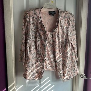 2 piece tank and jacket set light peach and black with silver glitter size 2x